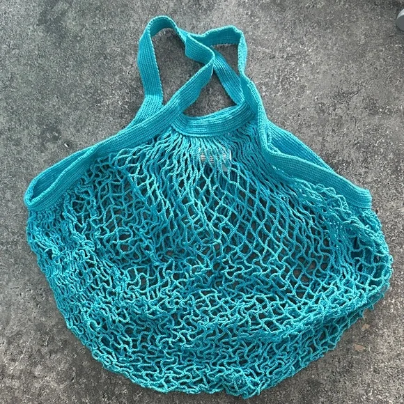 Chic Teal Mesh Eco Bags Tote Bag - Picture 3 of 5